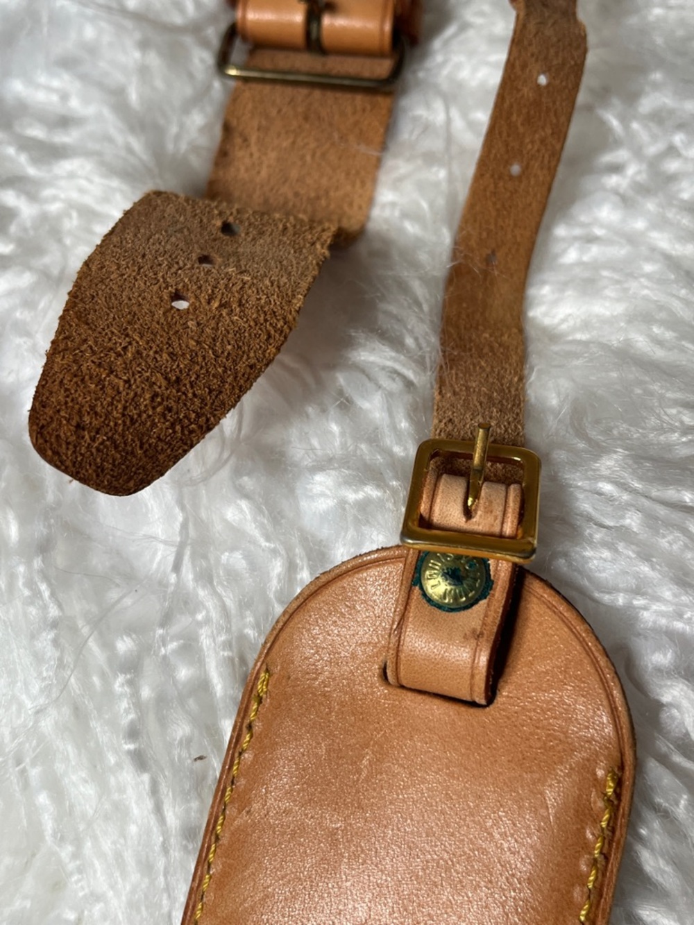 Louis Vuitton Brown Leather Luggage Tag with Strap - Picture 7 of 14
